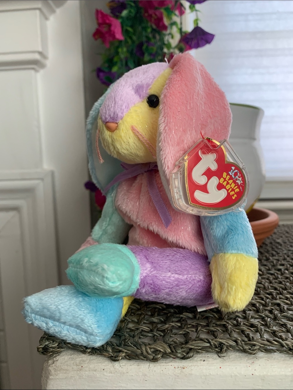 Ty NWT Retired Pastel Patchwork “Dippy” 2002 Plush Beanie Baby